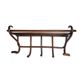 Portemanteau mural en bois courbé ancien 1900, 5 patères et un porte chapeau