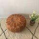 Pouf en cuir naturel du maroc style ottoman