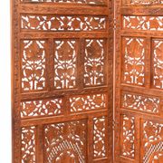 Indian screen with 4 leaves in teak wood with rich openwork decoration of grape leaves