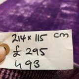 Old tribal Distressed Overdyed Vintage Turkish Wool Rug 214x115 cm Medium