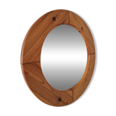 Large round vintage pine mirror from the 1980s.