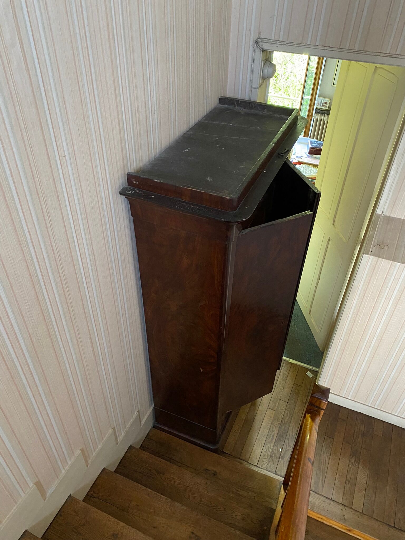 Vintage mahogany wardrobe with large low drawer