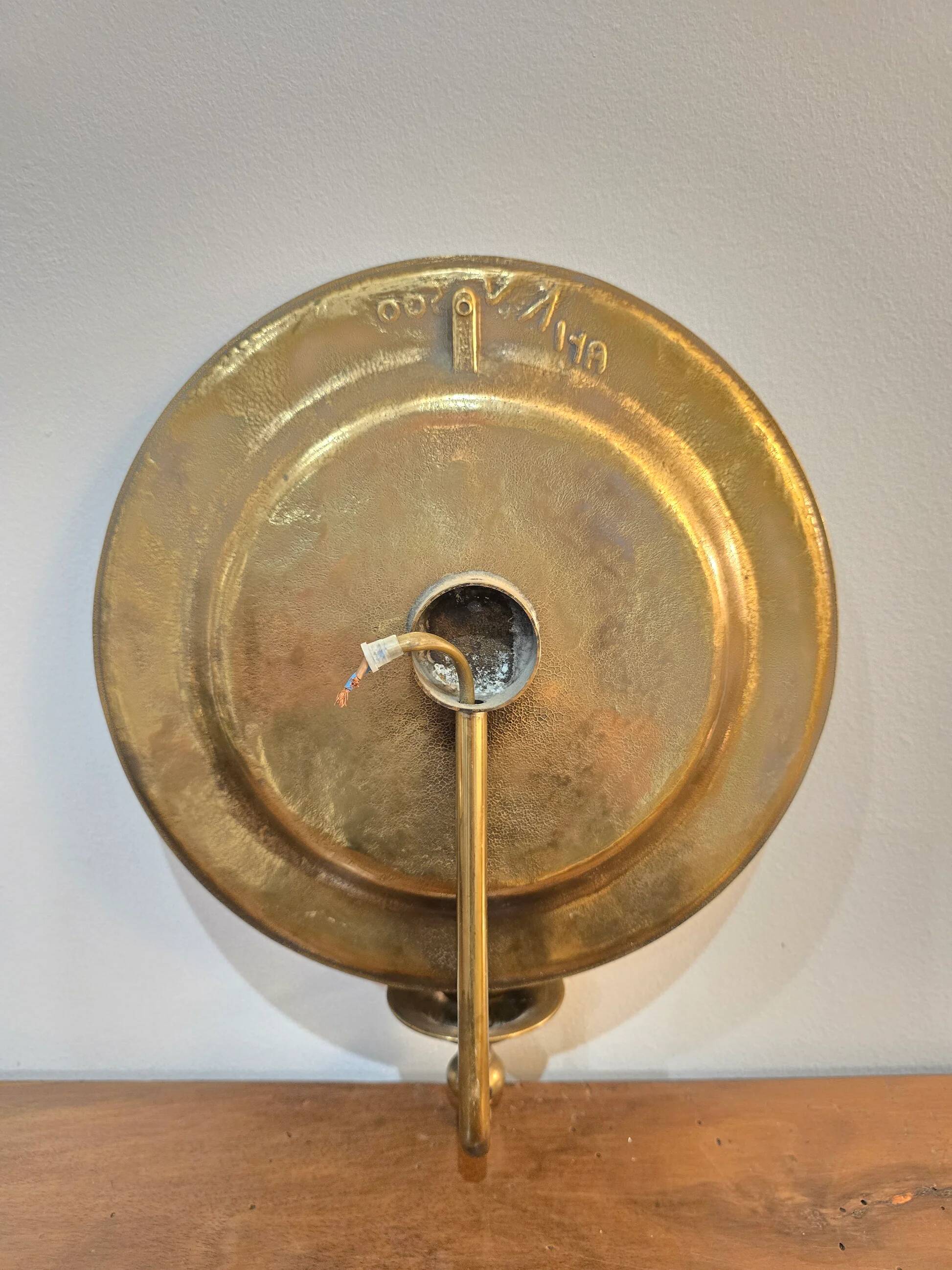 Set of 2 vintage wall sconces Ari KV 1500 – patinated bronze – Ø 25 cm