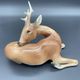Royal Dux porcelain lying deer – Vintage Bohemian sculpture, mod