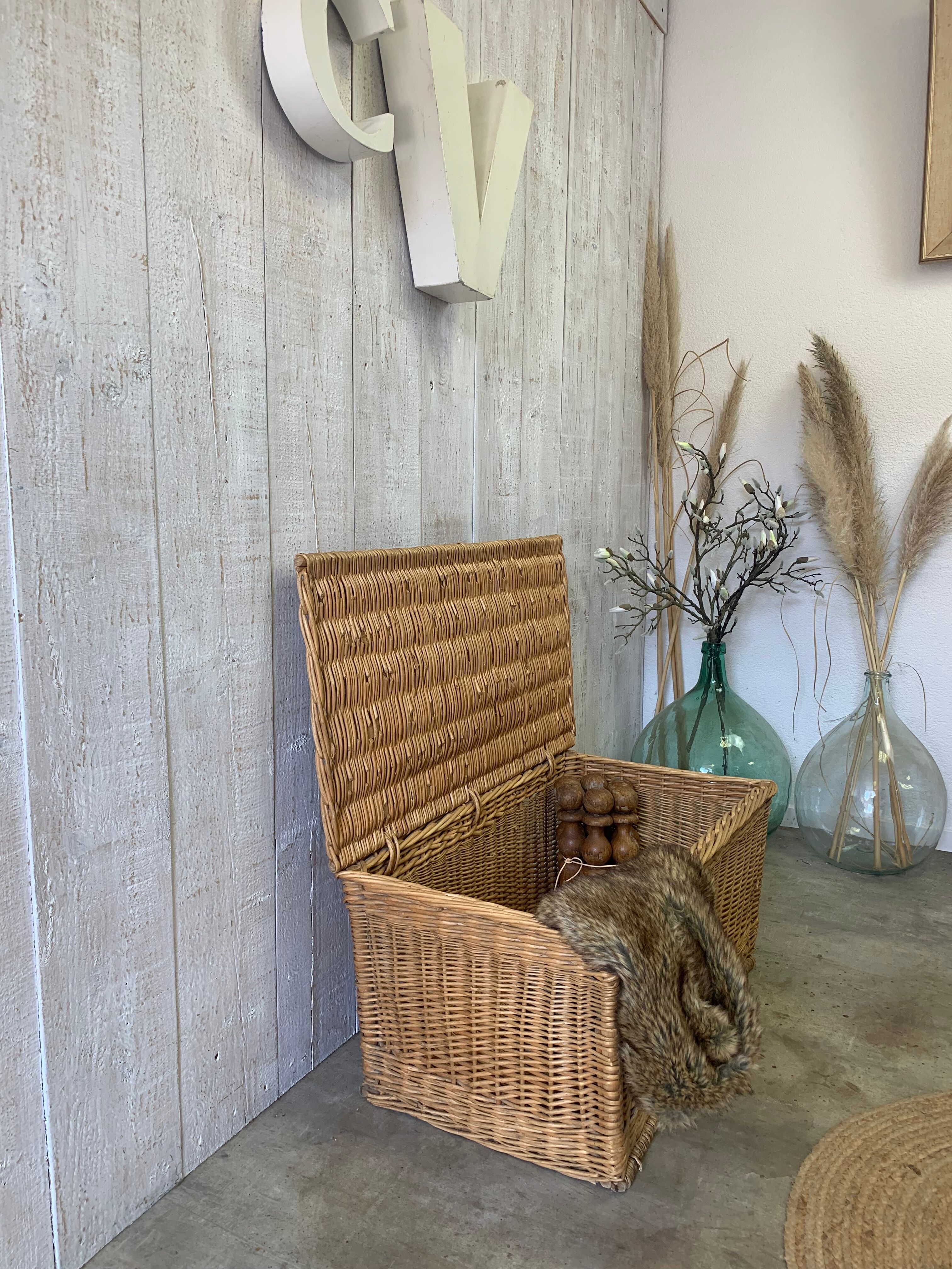 Vintage wicker trunk