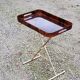 Gold metal side table with tortoiseshell lucite top from the 70s