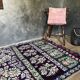 Romanian floral rug with pigeons handwoven in wool