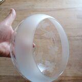 Suspension TULIPE of LAMP XIXth CRYSTAL Blown decorated with engraved vine leaves and grapes