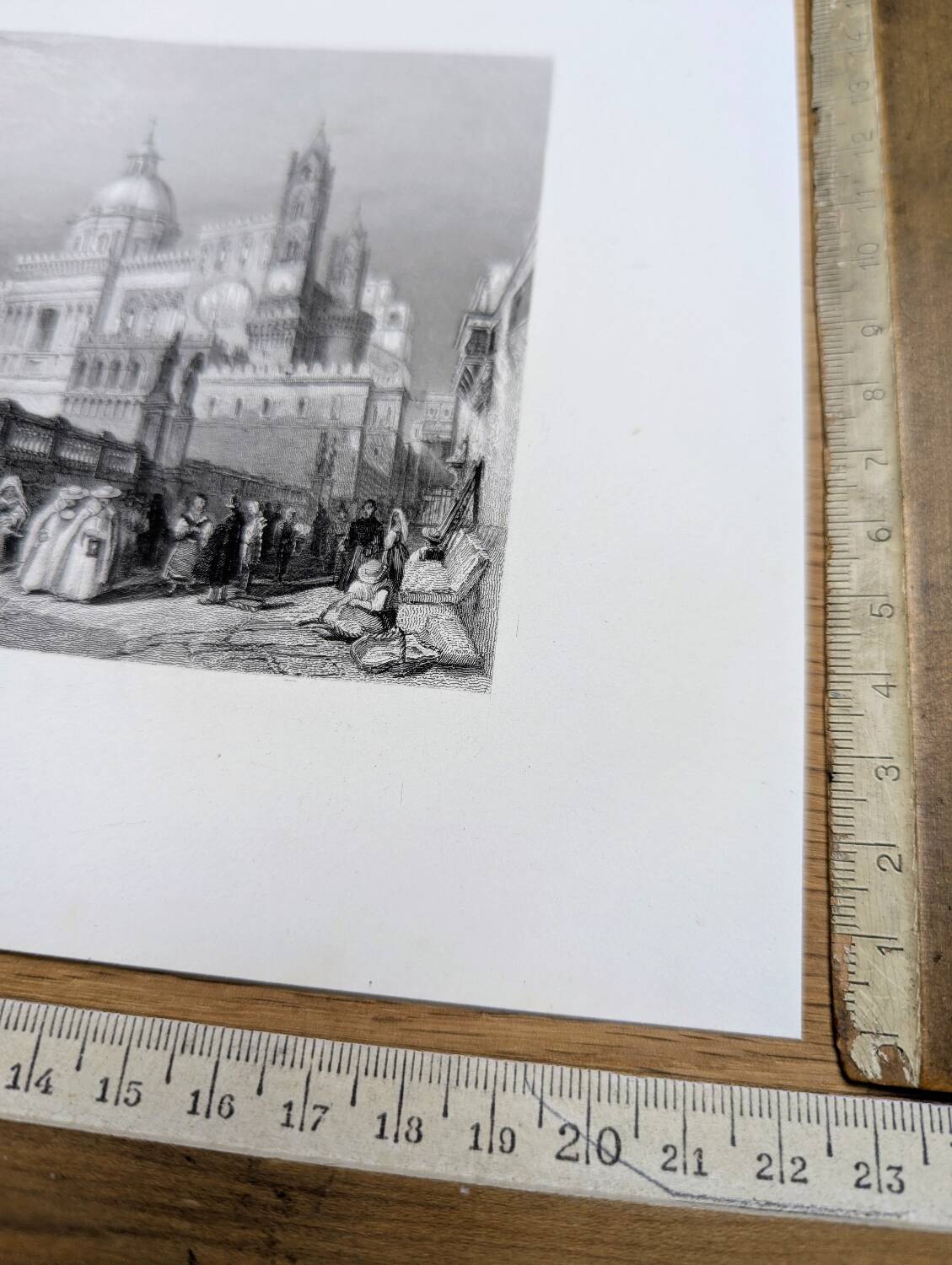 Palermo Cathedral, Sicily, old engraving, printed in 1841.