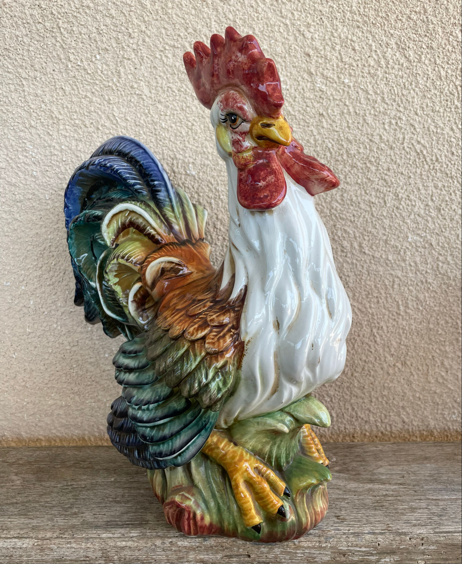 Grande porcelain coq sculpture Italy
