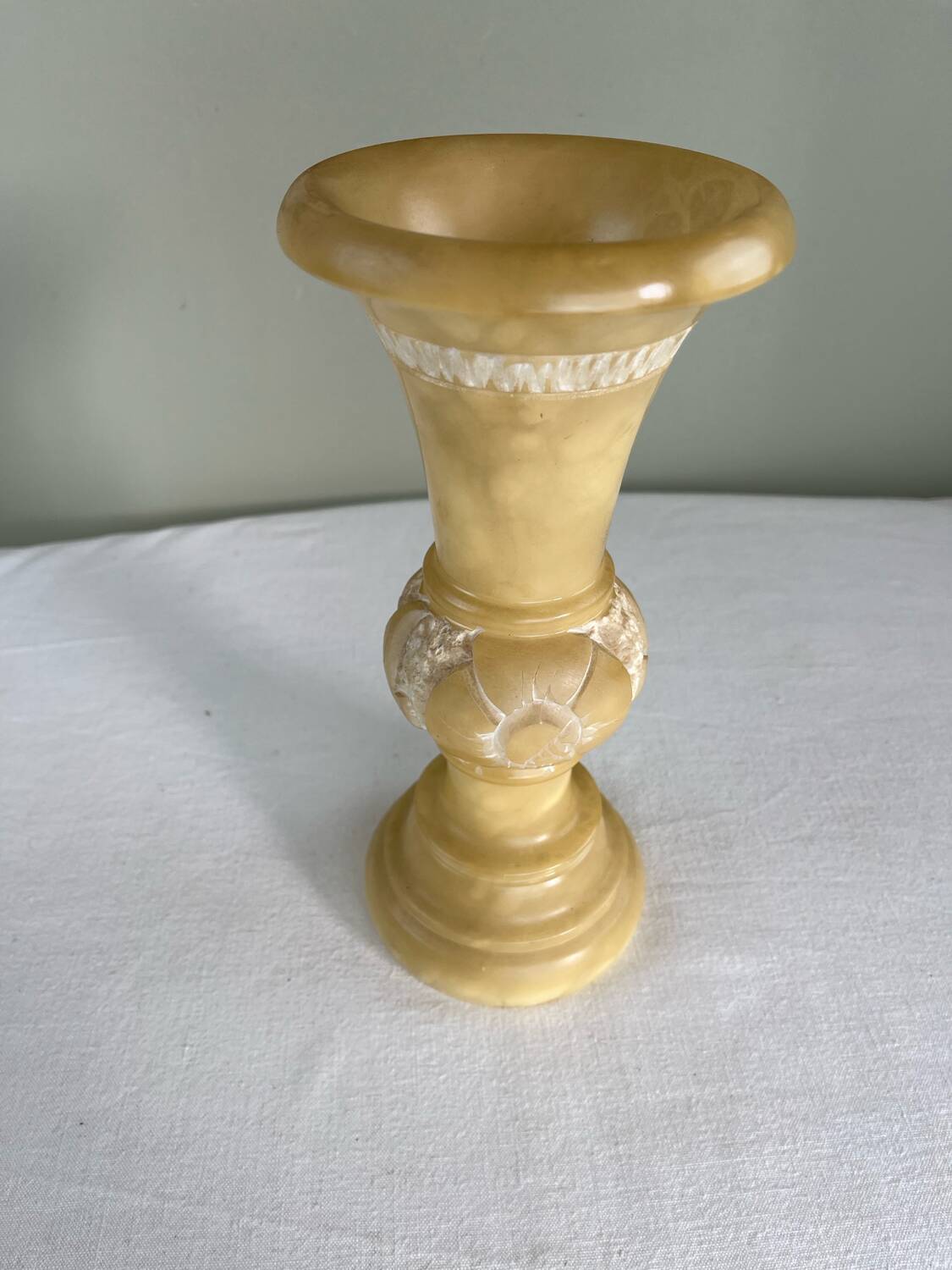 Sculpted alabaster vase