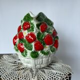 Pitcher carafe vintage slip pattern strawberries