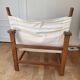 Fauteuil Safari en bois et tissu beige