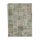 Handwoven oriental vintage 172 cm x 242 cm grey patchwork rug