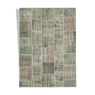 Tapis oriental vintage tissé à la main 172 cm x 242 cm tapis patchwork gris