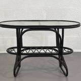 Table basse en rotin noir  et verre