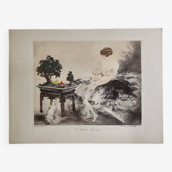 The Japanese Garden, etching after Louis Icart (1888 - 1950), 28 x 38 cm