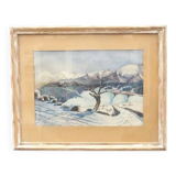 Watercolor signed by Mont Louis - Catalonia, 1934