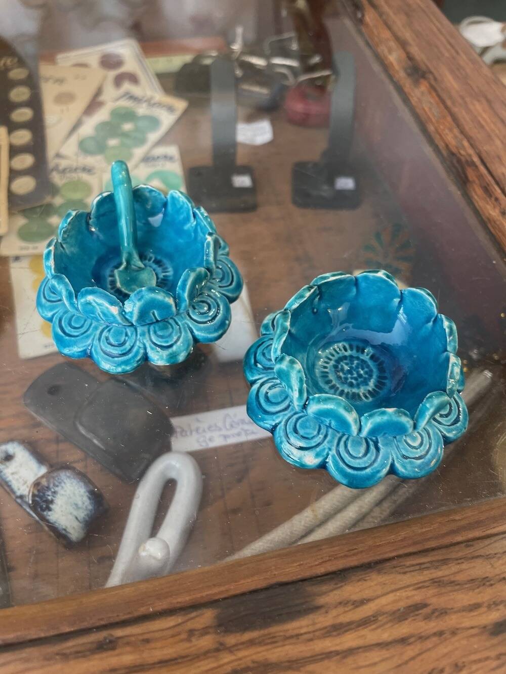 Blue ceramic salt and pepper shaker