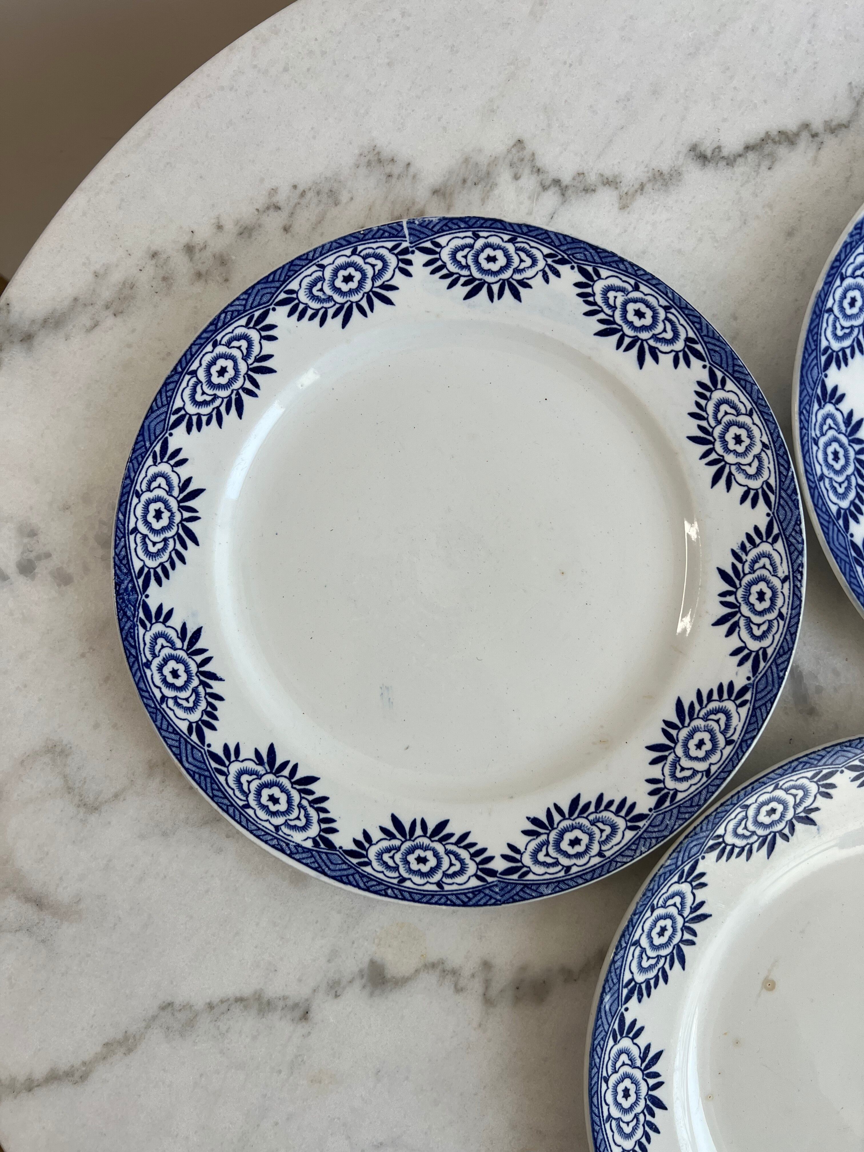 Ironstone set of 3 flat plates Sarreguemines and Digoin