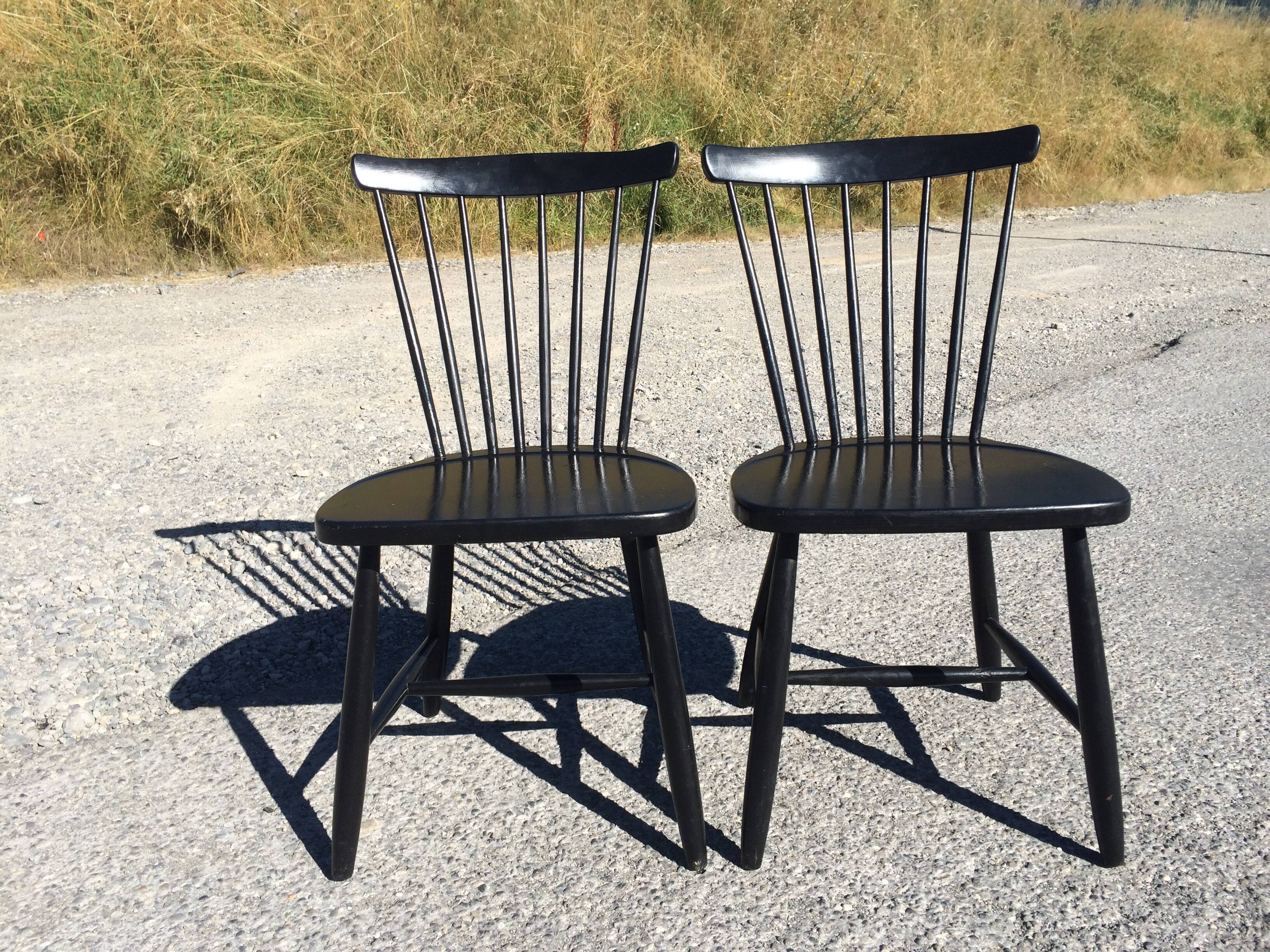 Pair of Hagafors vintage Scandinavian design chairs