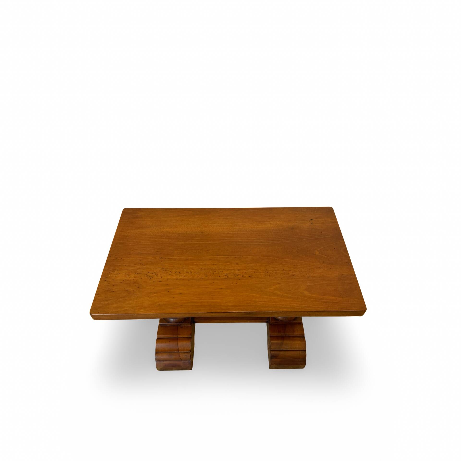 A small, rustic walnut wooden table, crafted from solid walnut wood, 1
