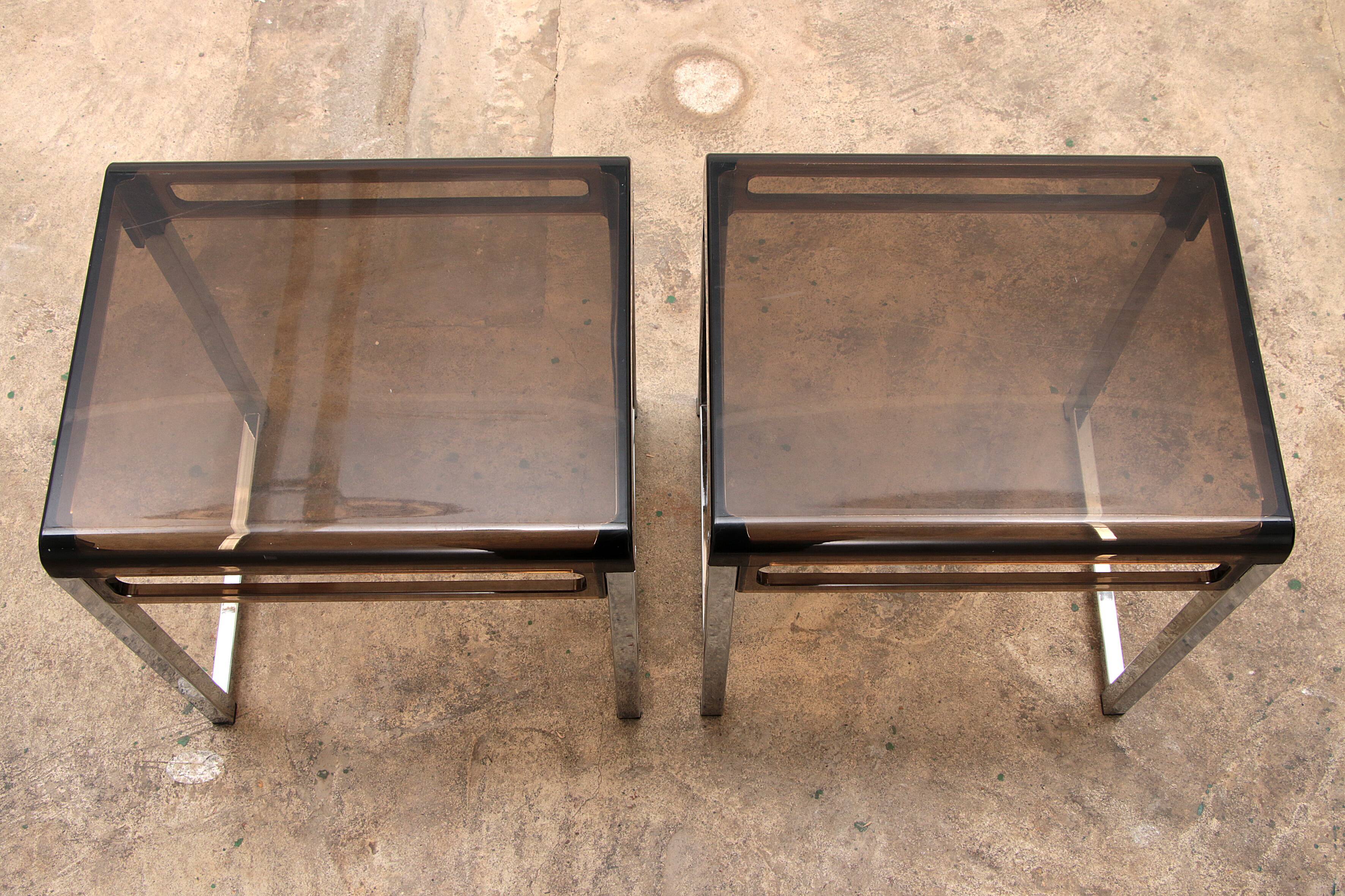Vintage set of Plexiglas side tables designed in France in the 1960s