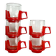 5 vintage red glass and plastic cups