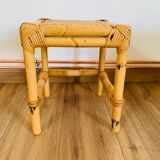Set of two pull-out tables in rattan and wicker