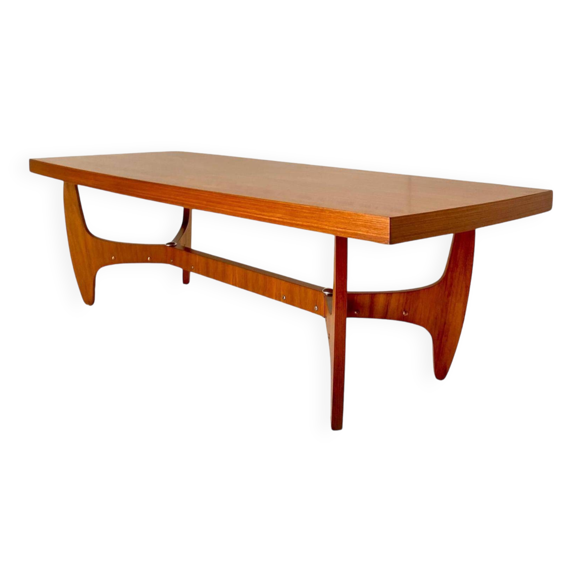 Midcentury Modern Big Wood Sofa Table, Italy 1960
