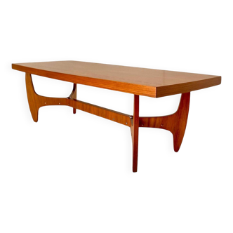 Midcentury Modern Big Wood Sofa Table, Italy 1960