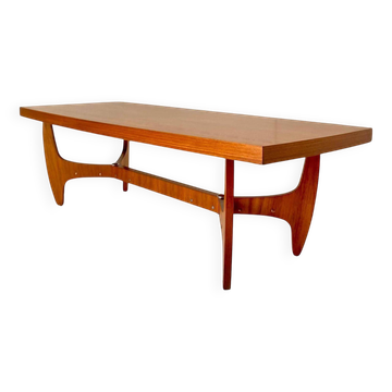 Midcentury Modern Big Wood Sofa Table, Italy 1960