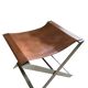 FOLDING STOOL KNOWN AS "PLOYANT" IN BRUSHED STEEL AND LEATHER, SIGNED AMAURY WATINE