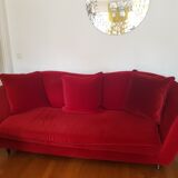 Red velvet sofa