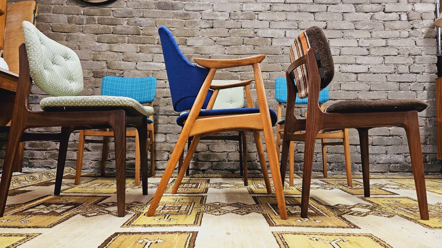 Set of 6 mismatched 1960s Scandinavian chairs