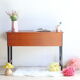 60s modernist style desk in black and mahogany laqué wood