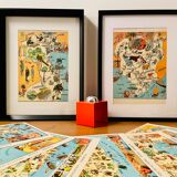 Old poster map of Madagascar (fauna) - 1931