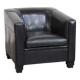 Very comfortable black Art Deco design armchair, made of sheepskin leather