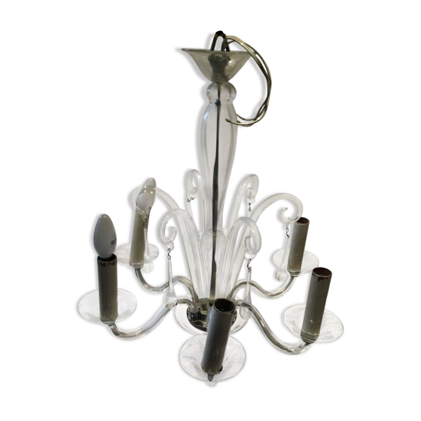 Lustre en verre de murano forme goutte ancien 6 branches vintage — Beyit