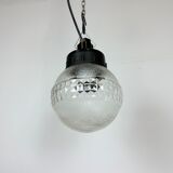 Industrial Bakelite Pendant Light with Frosted Glass, 1970s