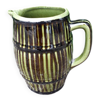 Green and brown ceramic jug