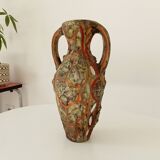Vintage 70s amphora vase with volcanic effect
