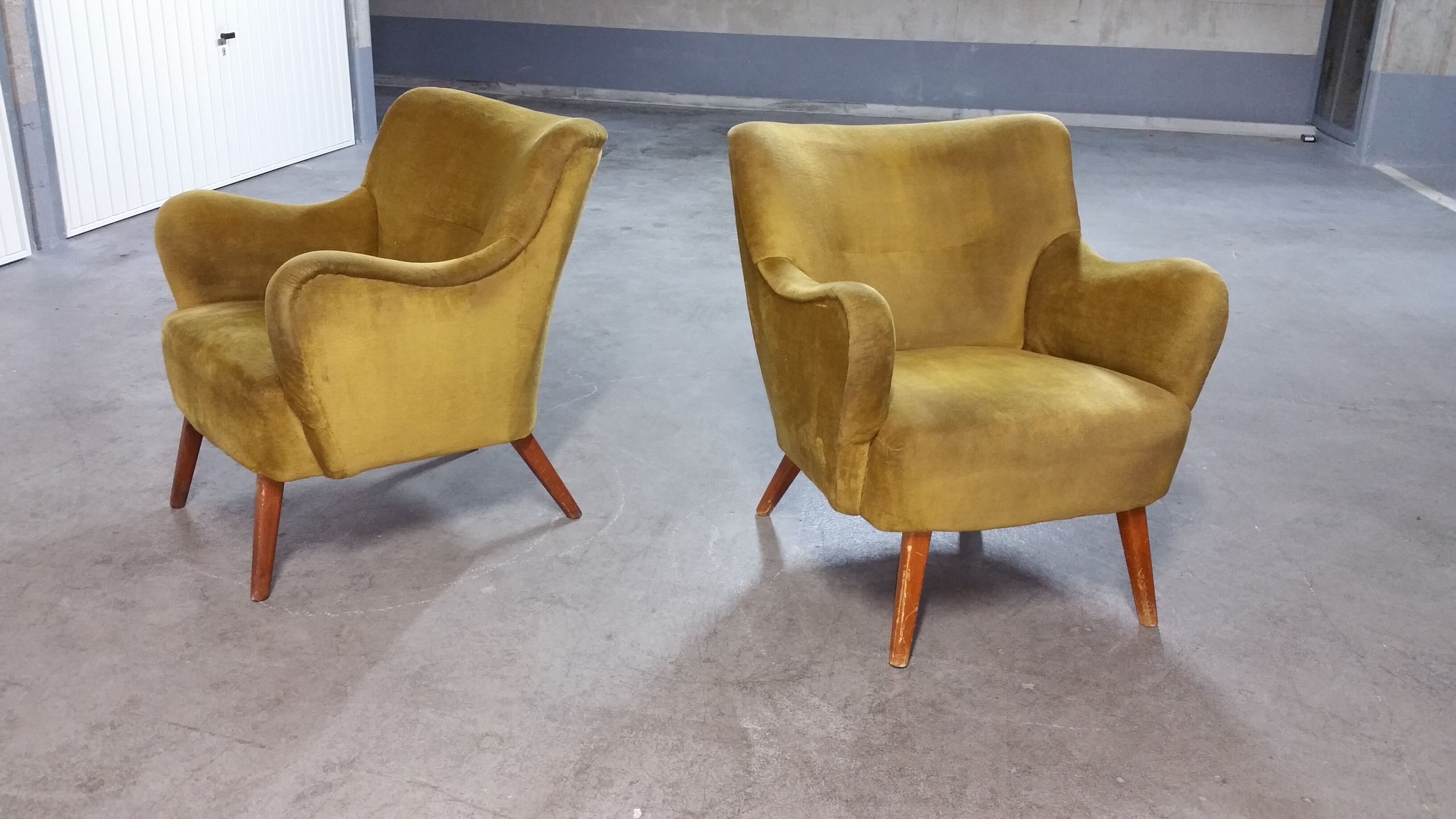 Pair of chairs 50s 60s Design original Italian gold