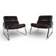 Set of 2 Drabert lounge chairs in brown leather by Gerd Lange, 1970