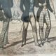 Antique print framed "Le Follet" men's suits