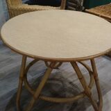 Table basse ronde en rotin ancienne