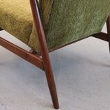 1970 Armchair, Model B-7727 in Long Hair Green Velvet