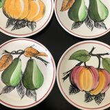 6 dessert plates fruit earthenware from Gien Cordon Rouge