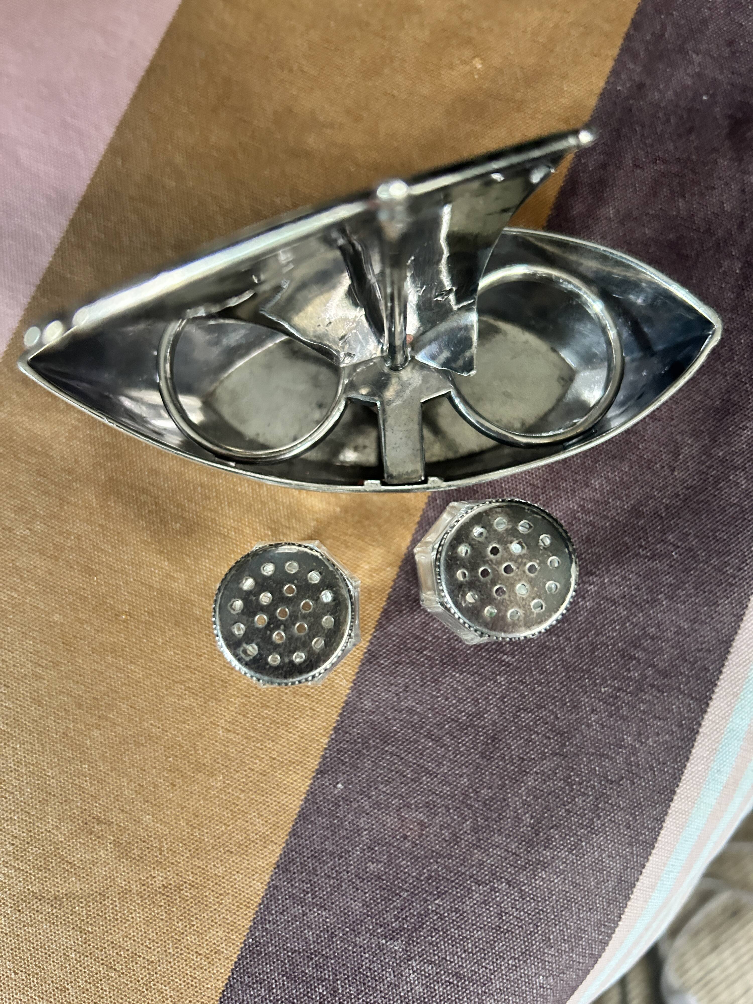 RARE silver-plated salt and pepper shaker set by Cristofle, Gallia collection