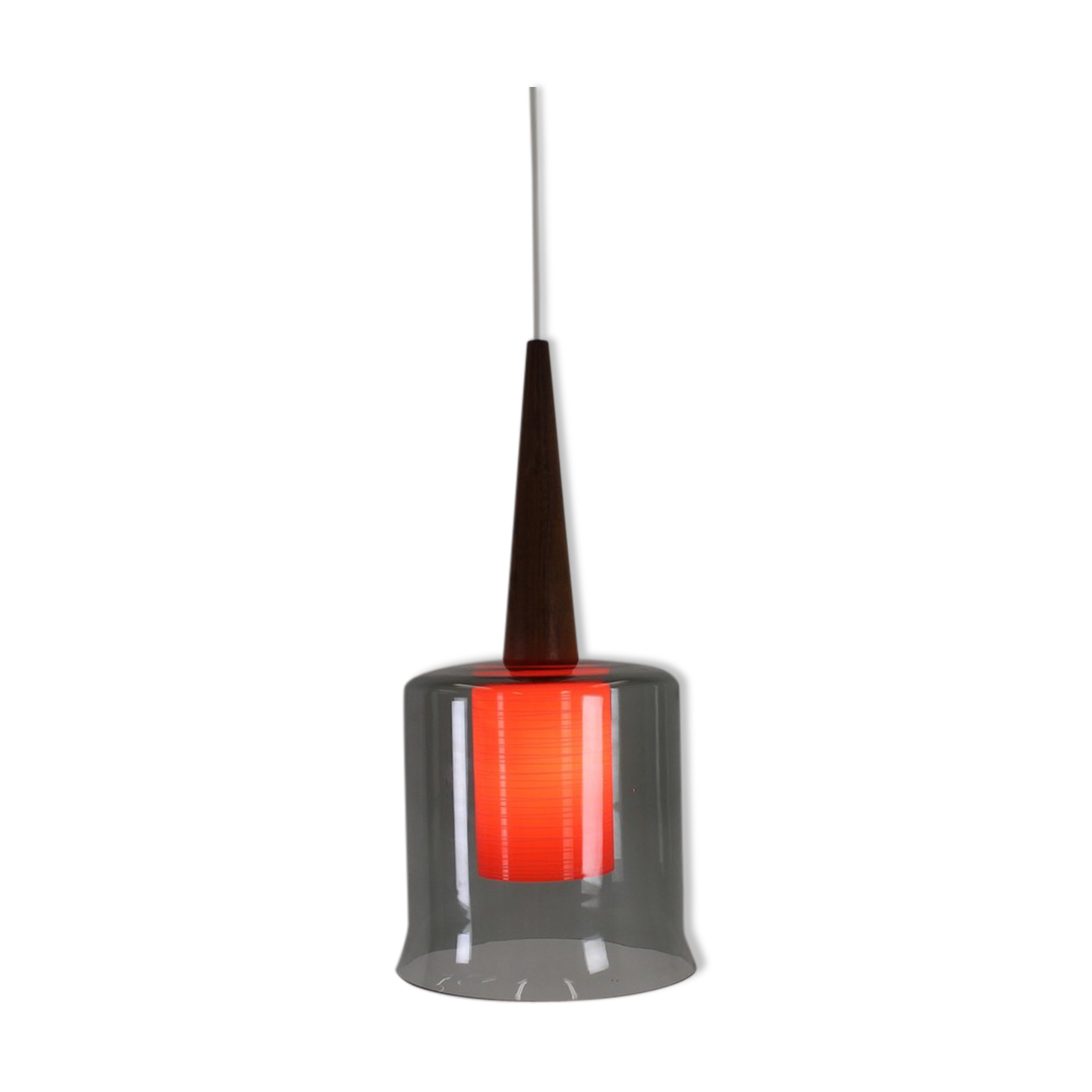 Danish glass and teak pendant 1958